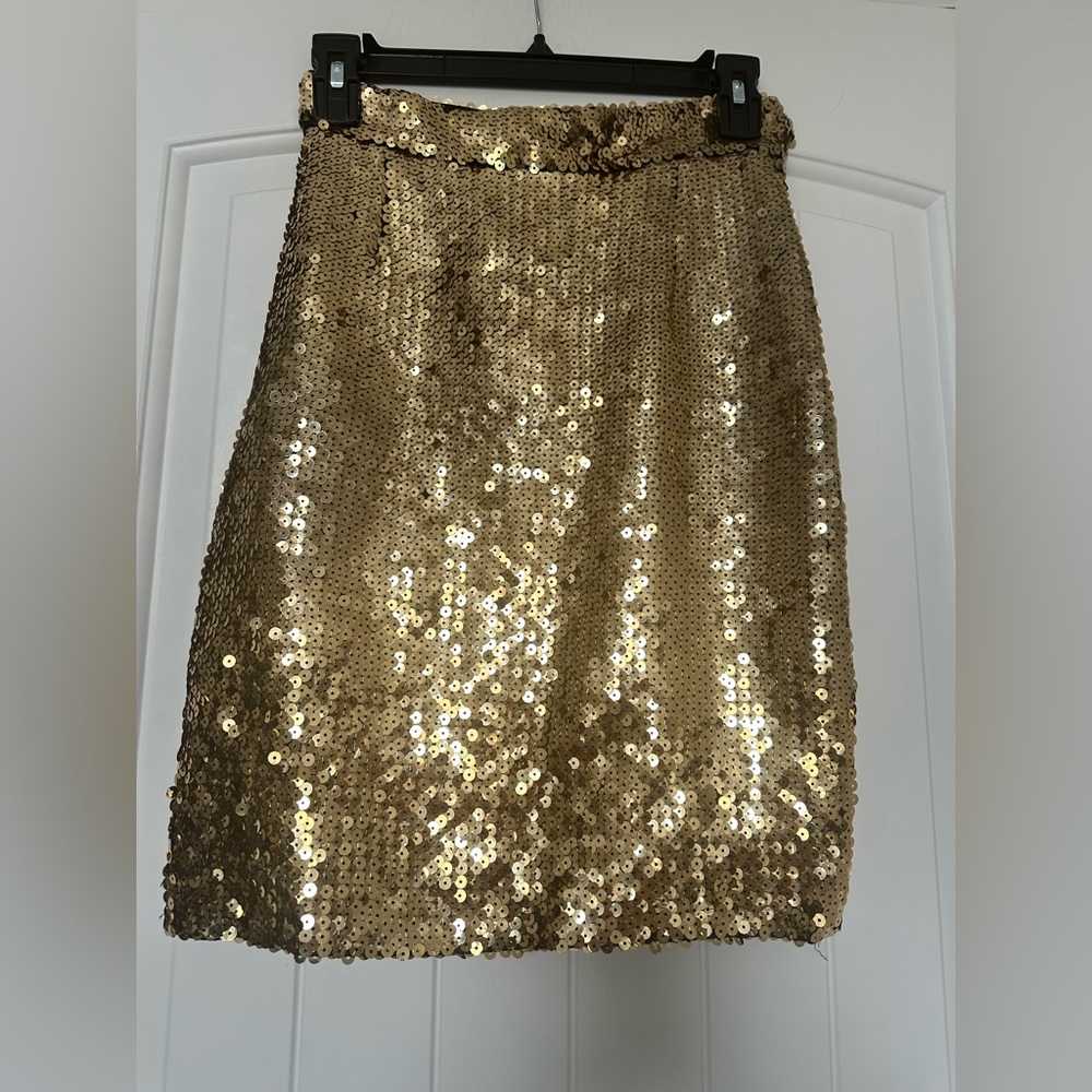VINTAGE! MOSCHINO COUTURE Gold Sequin Skirt - Picture 3 of 7